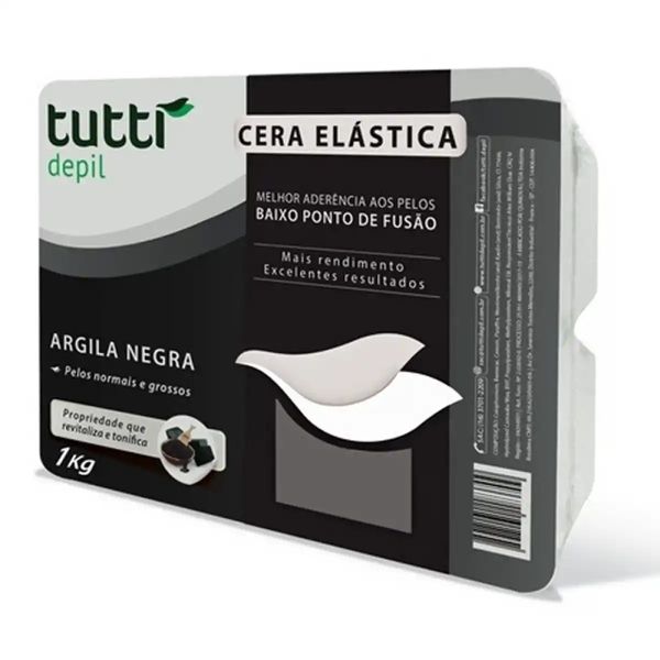 Cera Quente Elástica Argila Negra Tutti Depil 1Kg