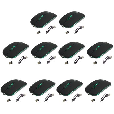Kit 10 Mouses Sem Fio Recarregável Mega M185 com Led DPI Ajustável