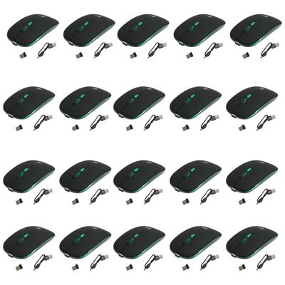 Kit 25 Mouses Sem Fio Recarregável Mega M185 com Led DPI Ajustável