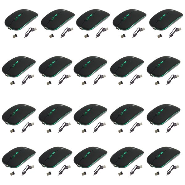 Kit 25 Mouses Sem Fio Recarregável Mega M185 com Led DPI Ajustável