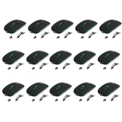 Kit 15 Mouses Sem Fio Recarregável Mega M185 com Led DPI Ajustável