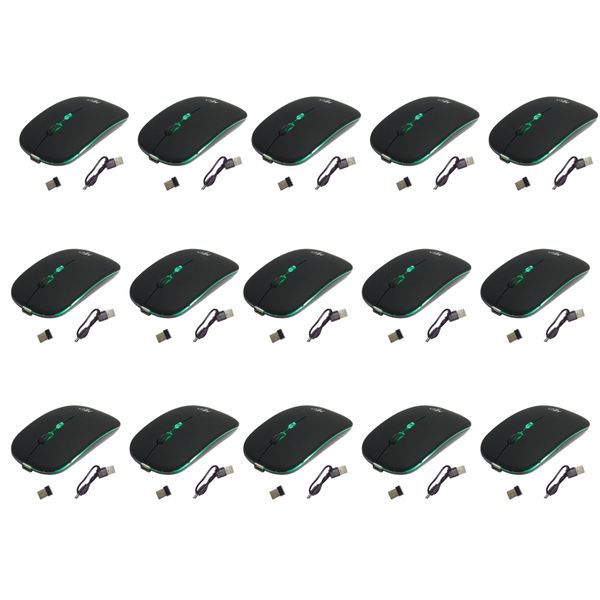 Kit 15 Mouses Sem Fio Recarregável Mega M185 com Led DPI Ajustável