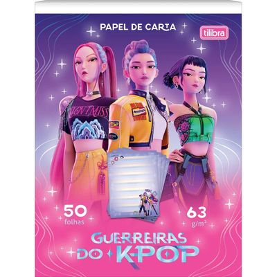 CADERNO COLADO PAPEL CARTA GUERREIRAS DO K-POP 50FLS TILIBRA