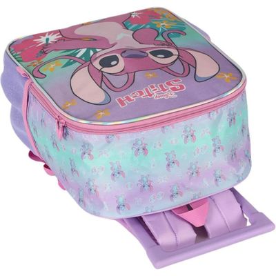 Mochila Infantil Stitch Angel Rodinhas + Costas Luxcel