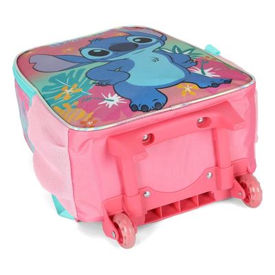 Mochila Infantil Stitch Rodinhas + Costas Rosa Luxcel