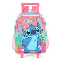 Mochila Infantil Stitch Rodinhas + Costas Rosa Luxcel