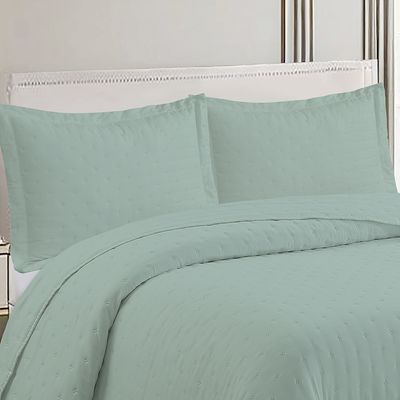 Kit Cobre Leito Colcha Anarruga Nuvem 3 Peças Casal 220x240cm Verde Sonhare