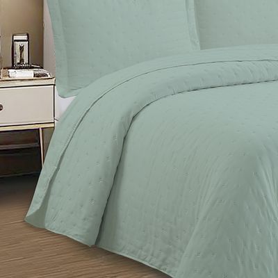Kit Cobre Leito Colcha Anarruga Nuvem 3 Peças Casal 220x240cm Verde Sonhare