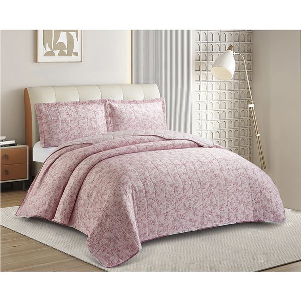 Kit Cobre Leito Colcha Anarruga Estampada Aurora 3 Peças Queen 240x260cm Sonhare