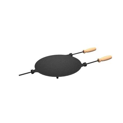 Chapa Disco Picanheira Em Ferro Com Cabos De Madeira 35 Cm