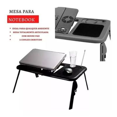 Mesa Dobrável Notebook Tablet 2 Cooler Mousepad Cabo Usb TMT