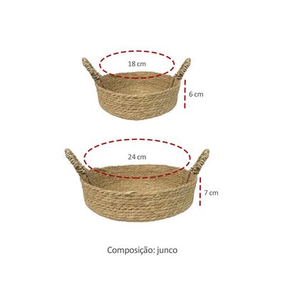 Cestos Fibra Natural Junco Palha Corda Cestas Kit 2un
