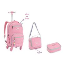 Kit Mochila  Estojo e Lancheira Just Glitter Estrela Cadente