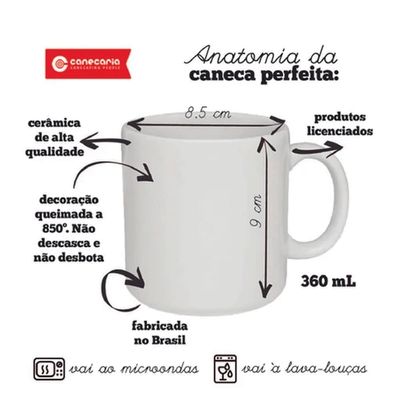 Caneca Estádio do Vozao 360 ML Cerâmica Ceara Licenciada Branco