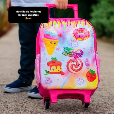 Mochila de Rodinhas Infantil Sweeties - Rosa