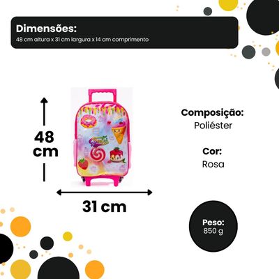 Mochila de Rodinhas Infantil Sweeties - Rosa