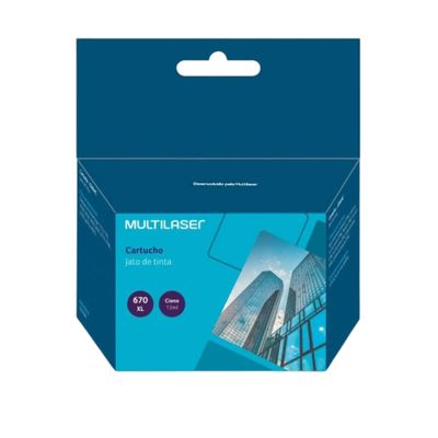 Cartucho Azul Jato De Tinta Compatível 670xl Azul Multilaser