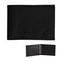 Carteira Masculina Couro Legitimo Slim Pequena Luxo Preta