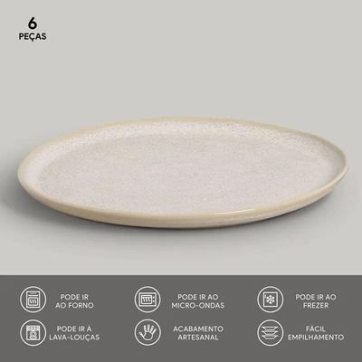 Conjunto de Pratos Rasos Porto Brasil Bio Latte Off White 29cm – 6 Peças