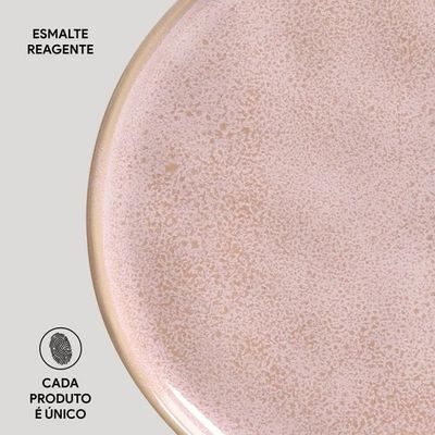 Conjunto de Pratos de Sobremesa Porto Brasil Bio Litchi Rosa Claro 21,5cm - 6 Peças