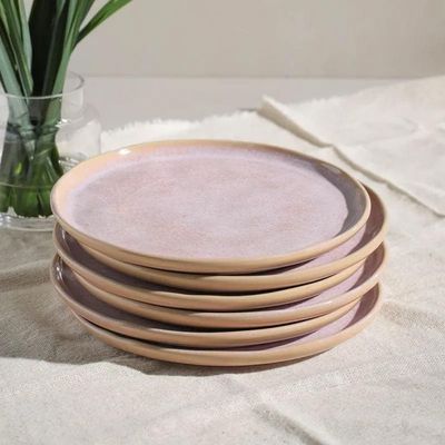Conjunto de Pratos de Sobremesa Porto Brasil Bio Litchi Rosa Claro 21,5cm - 6 Peças