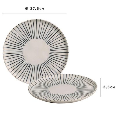 Conjunto com 6 Pratos Rasos Porto Brasil Bio Elemento em Stoneware 27,5 cm – Cinza