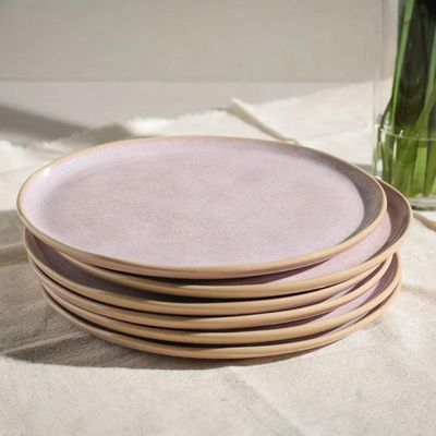 Conjunto de Pratos Rasos Porto Brasil Bio Litchi Rosa Claro 27,5cm – 6 Peças