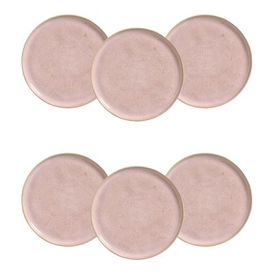 Conjunto de Pratos Rasos Porto Brasil Bio Litchi Rosa Claro 27,5cm – 6 Peças