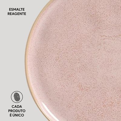 Conjunto de Pratos Rasos Porto Brasil Bio Litchi Rosa Claro 27,5cm – 6 Peças