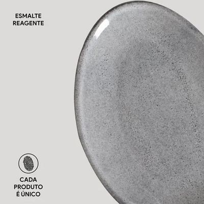 Conjunto de Pratos de Sobremesa Ovais Porto Brasil Orgânico Dust 22,5cm - 6 peças