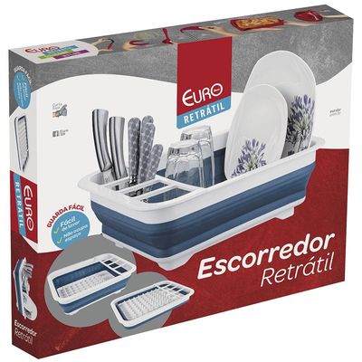 Escorredor de Pratos Retrátil Euro - Azul