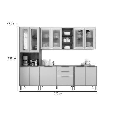 Cozinha Modulada MGM 5 Peças Brilhante C5P160 Cinamomo/Off