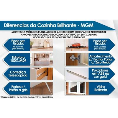 Torre Quente Cozinha MGM Brilhante c/ 4 Portas 70cm Cinamomo/Platina