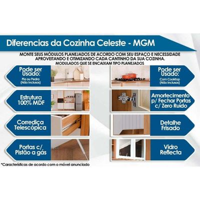 Cozinha Modulada MGM 5 Peças Celeste C5P174 Cinamomo/Platina