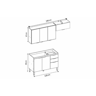 Cozinha Modulada Demóbile 3 Peças Firenze C3P50 Amendola/Nude Prime TX