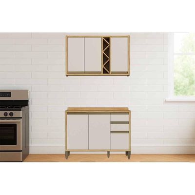 Cozinha Modulada Ronipa 2 Peças Tempranillo C2P58 Amendoa/Off White
