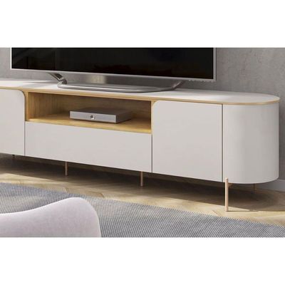 Home p/ TV até 75 Pol Areta c/ Led e Nicho 218x189cm Cedro/Bali - DJ Móveis