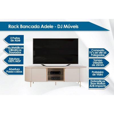 Estante p/ Sala até 65 Pol Adele c/ Led e Nichos 180x189cm Off White - DJ Móveis