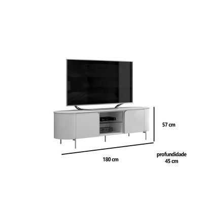 Estante p/ Sala até 65 Pol Adele c/ Led e Nichos 180x189cm Off White - DJ Móveis