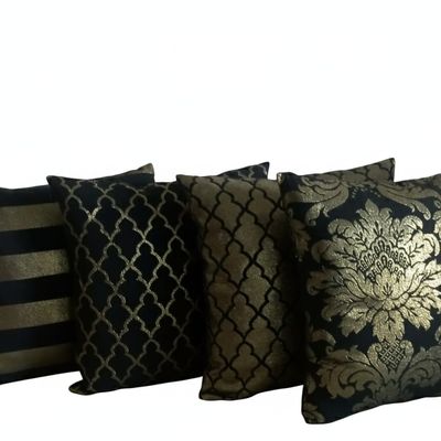Capa Almofada Luxo Kit 4 un Preto dourada jacquard luxo  45x45 cm