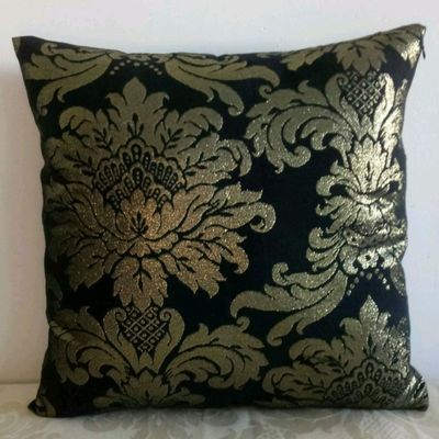 Capa Almofada Luxo Kit 4 un Preto dourada jacquard luxo  45x45 cm