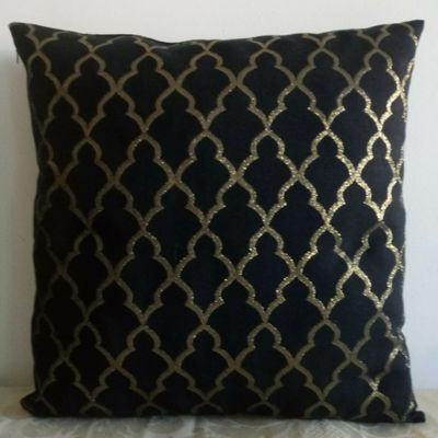 Capa Almofada Luxo Kit 4 un Preto dourada jacquard luxo  45x45 cm