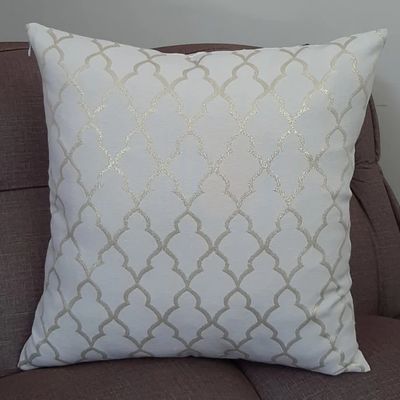 Capa de Almofada Luxo Off com Dourada - Kit com 4 Capas 45x45cm
