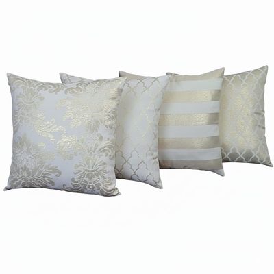 Capa de Almofada Luxo Off com Dourada - Kit com 4 Capas 45x45cm