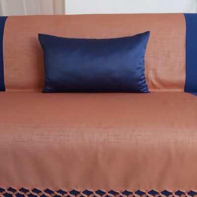 02 Capa de Almofada Baguete Azul Marinho Jacquard Liso 50x30