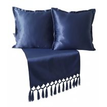 Peseira 2,30x0,43  e 2 Capas Almofada tecido jacquard Azul Marinho 0,40x0,40