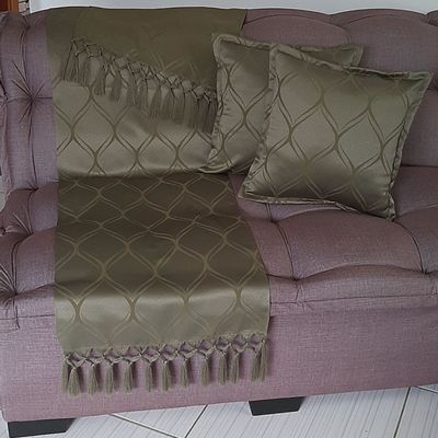 Peseira Verde 2 capas almofadas Jacquard 40x40