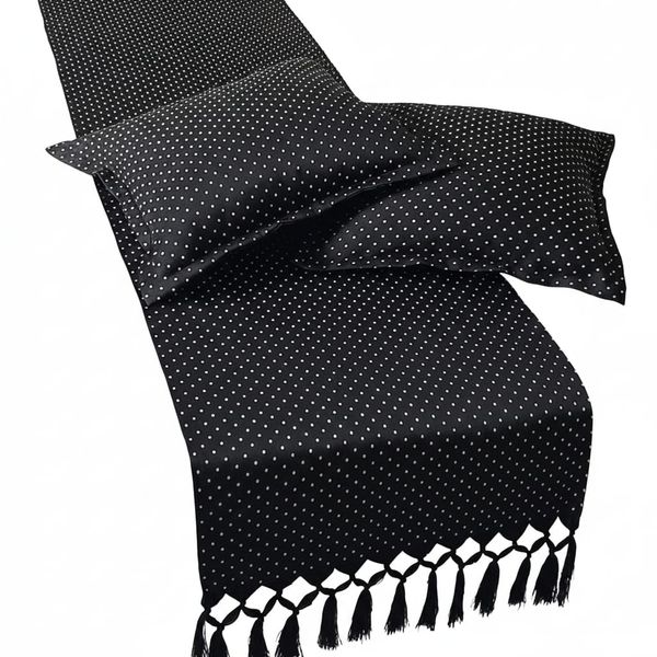 Peseira Jacquard 2,20x0,43 cama padrão queen 2 Capas de Almofada Poá Preto 40x40
