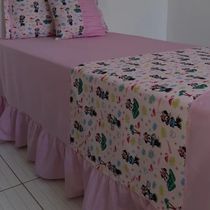 Cobre Leito Solteiro Rosa 2,40x1,80 capa almofada porta travesseiro