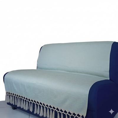 Manta Xalé para Sofá  sala Dourada com Turquesa Poa 1,40x1,80
